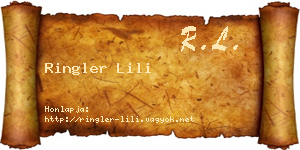 Ringler Lili névjegykártya
